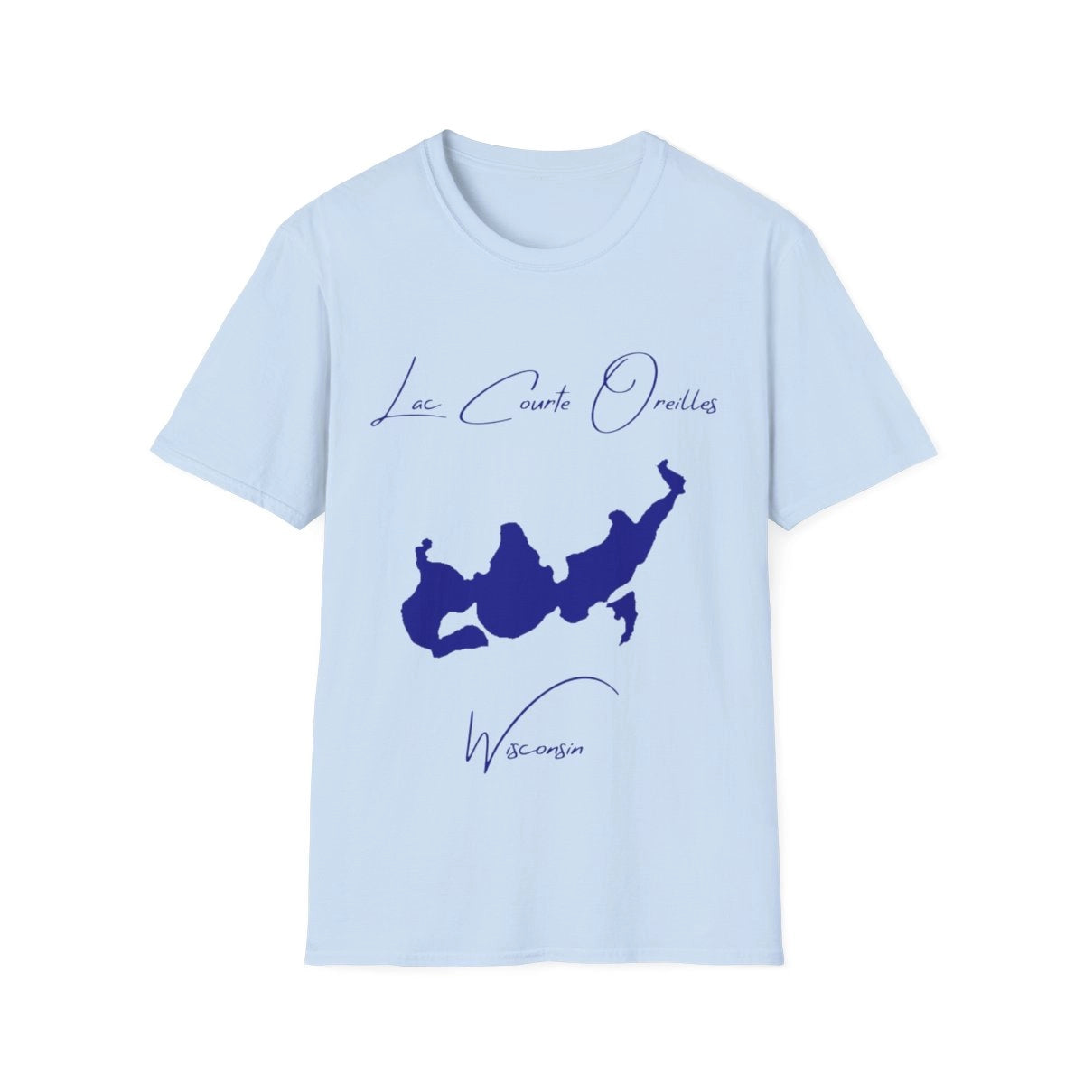Wisconsin  Lac  Courte  Oreilles  T-shirt  front  position  view  from  front  light  blue.webp
