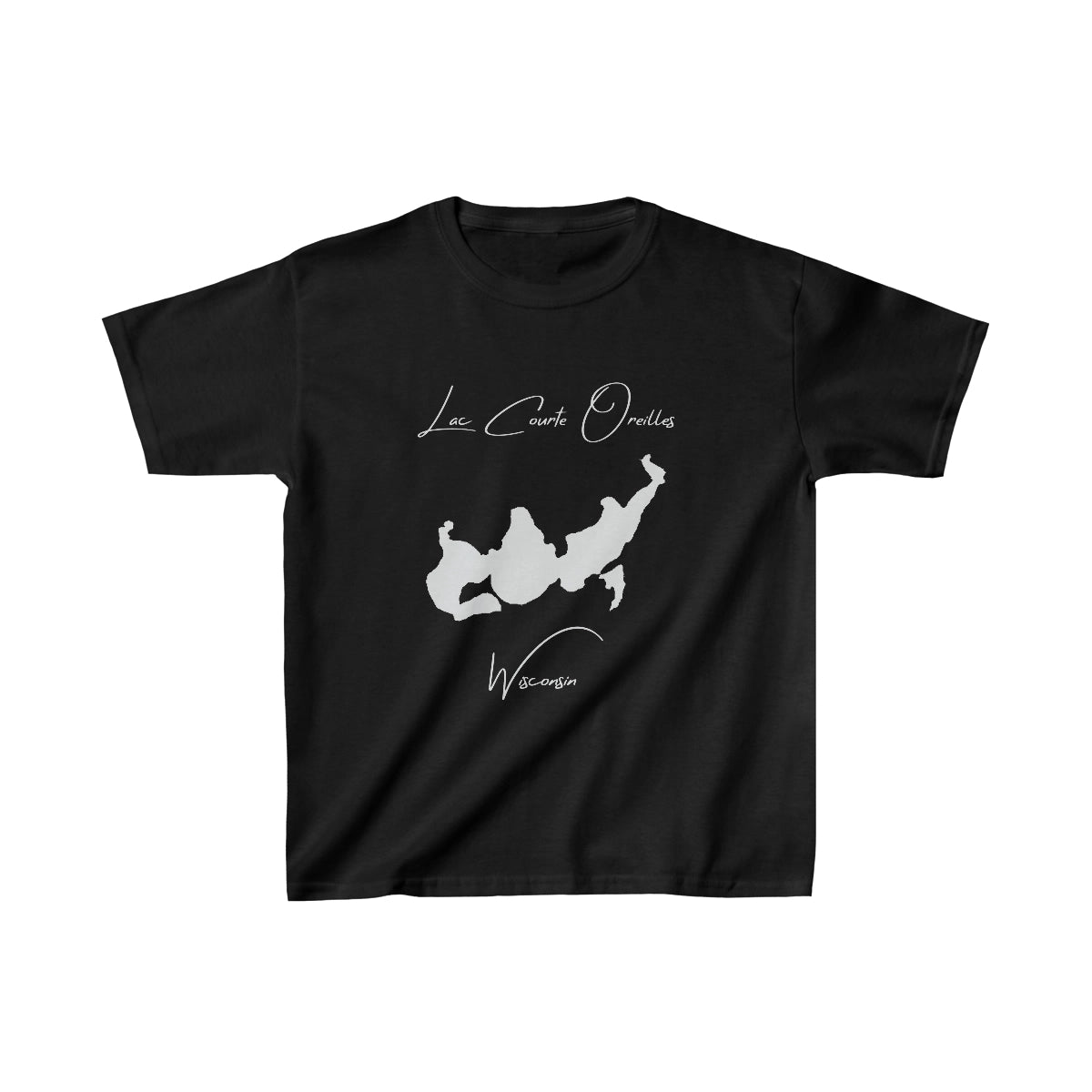 Wisconsin  Lac  Courte  Oreilles  Youth  T-shirt  front  position  view  from  front  black.webp