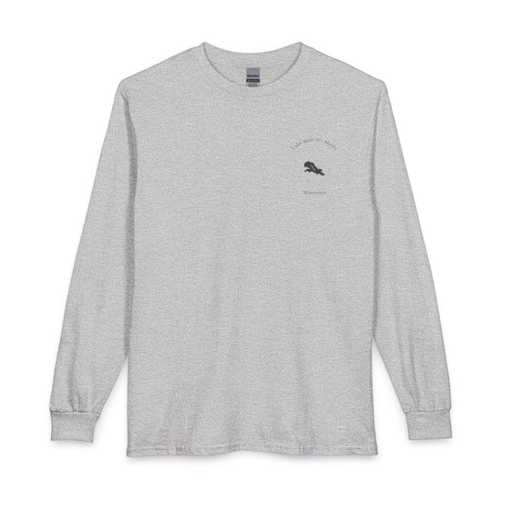 Wisconsin  Lake  Butte  des  Morts  Long  Sleeve  Fishing  T-shirt  front  position  view  from  front  sport  grey.webp