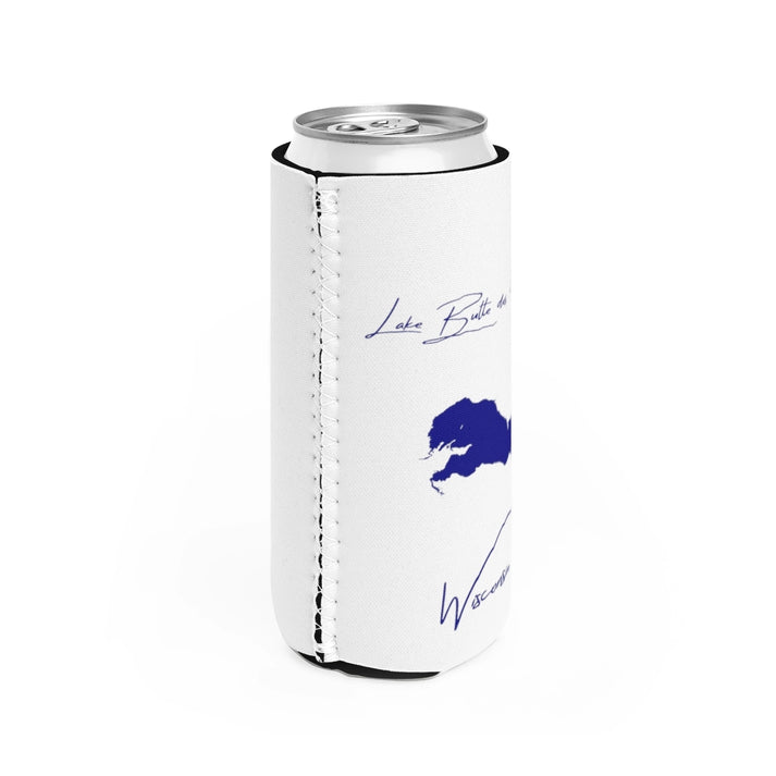 Wisconsin  Lake  Butte  des  Morts  Slim  Can  Koozie  all  position  view  from  right  white.webp