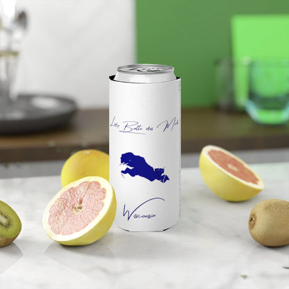 Wisconsin  Lake  Butte  des  Morts  Slim  Can  Koozie  front  position  view  from  context-2  white.webp