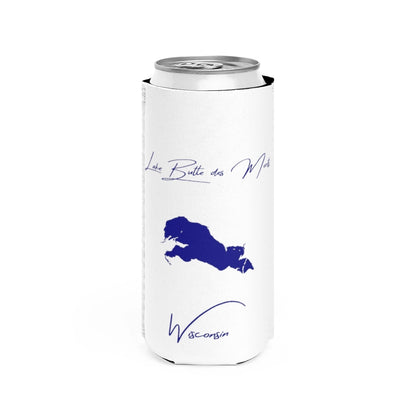 Wisconsin  Lake  Butte  des  Morts  Slim  Can  Koozie  front  position  view  from  front  white.webp
