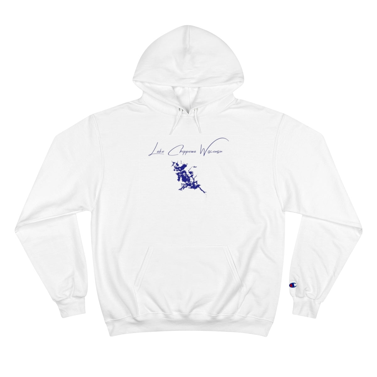 Wisconsin  Lake  Chippewa  Hoodie  front  position  view  from  front  white.webp