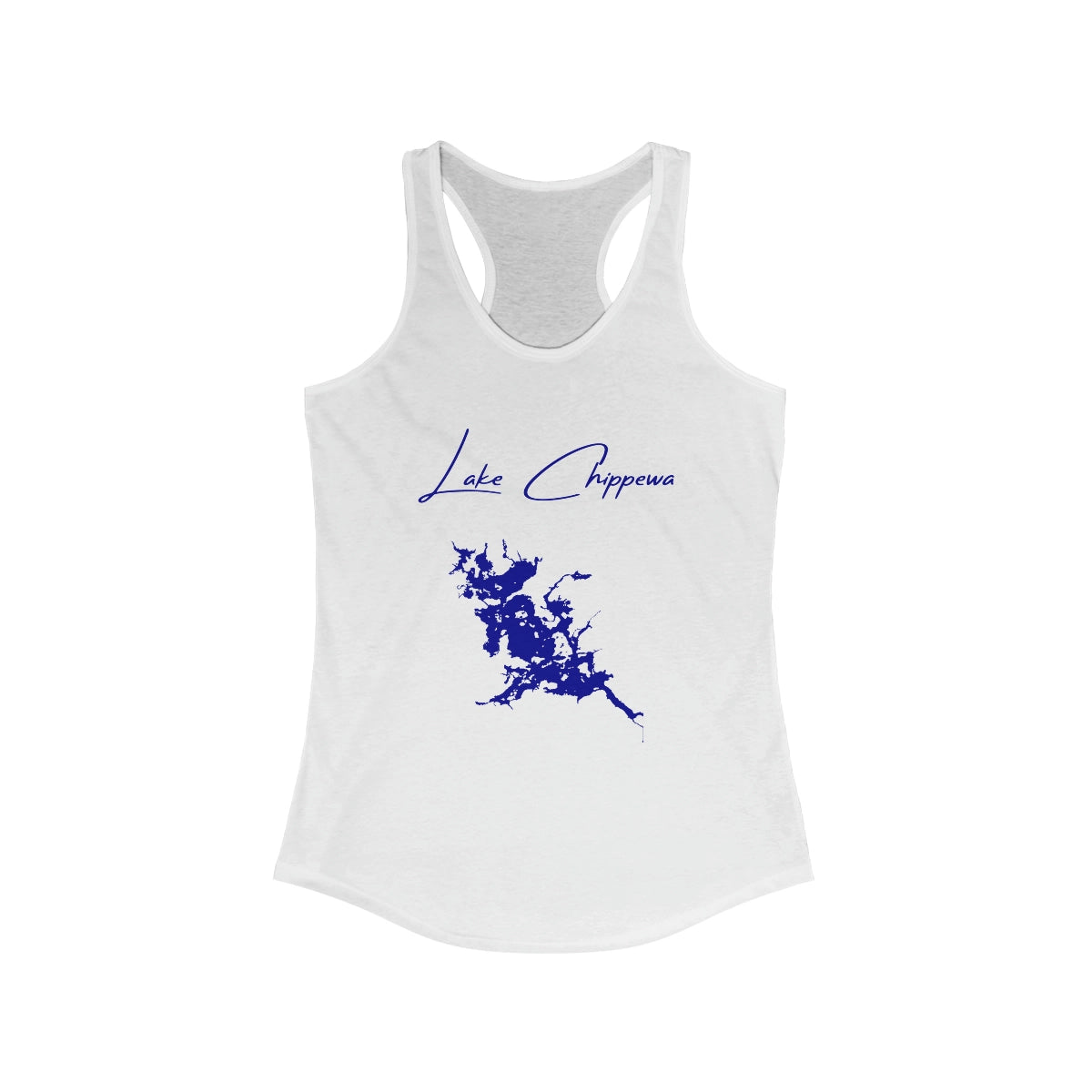 Wisconsin  Lake  Chippewa  Racerback-Tank  front  position  view  from  front  solid  white.webp