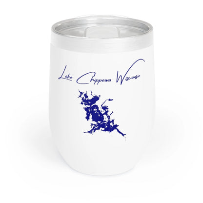 Wisconsin  Lake  Chippewa  Wine  Tumbler  front  position  view  from  front  white.webp