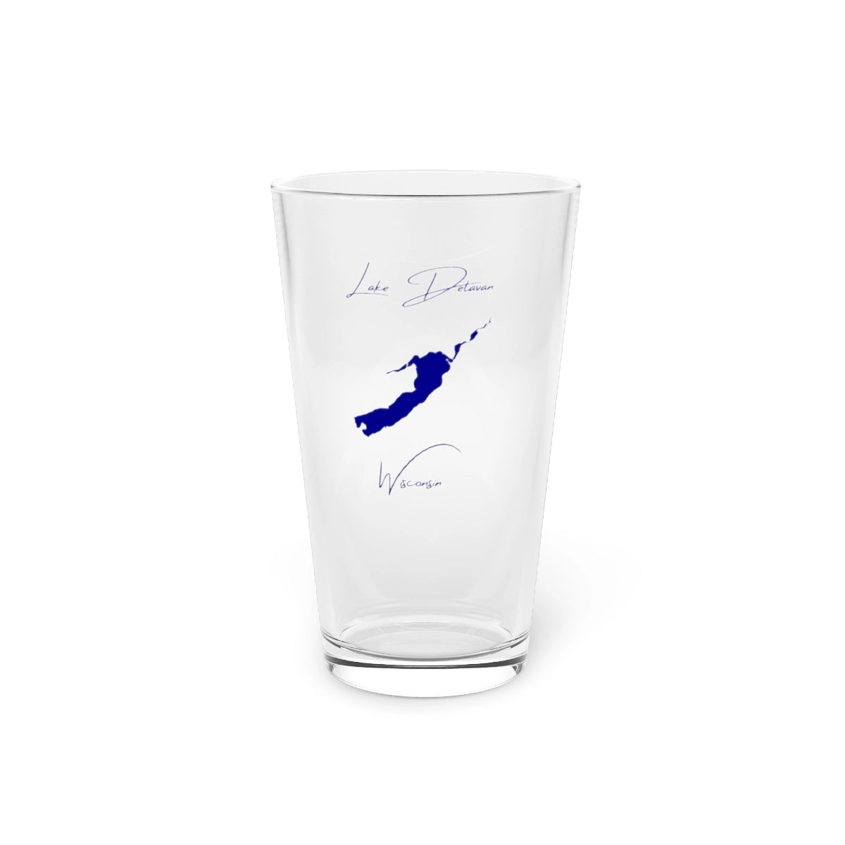 Wisconsin  Lake  Delavan  16oz  Pint  Glass  front  position  view  from  front  16oz.webp