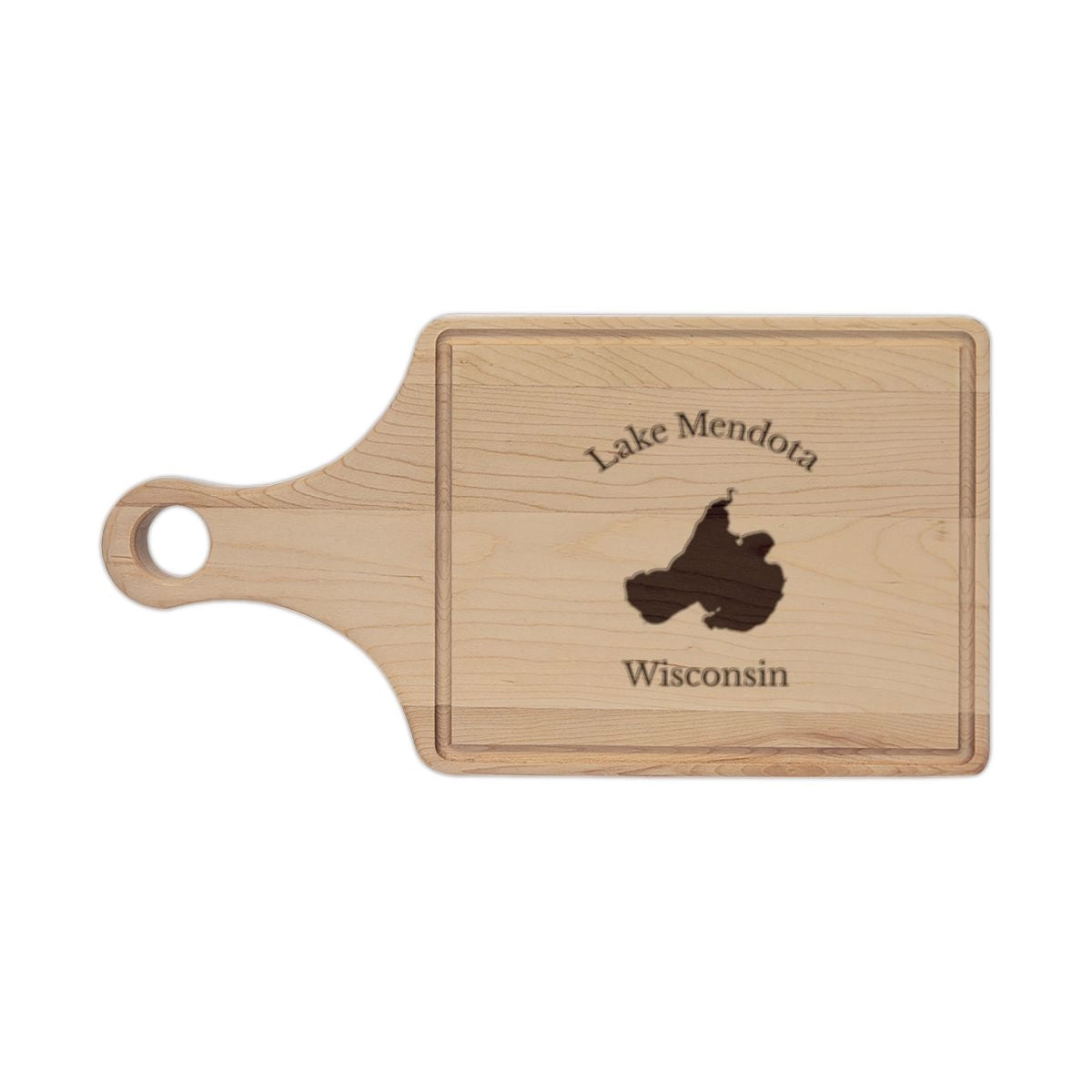Wisconsin  Lake  Mendota  Engraved  Cutting  Board  front  position  view  from  front  maple.webp