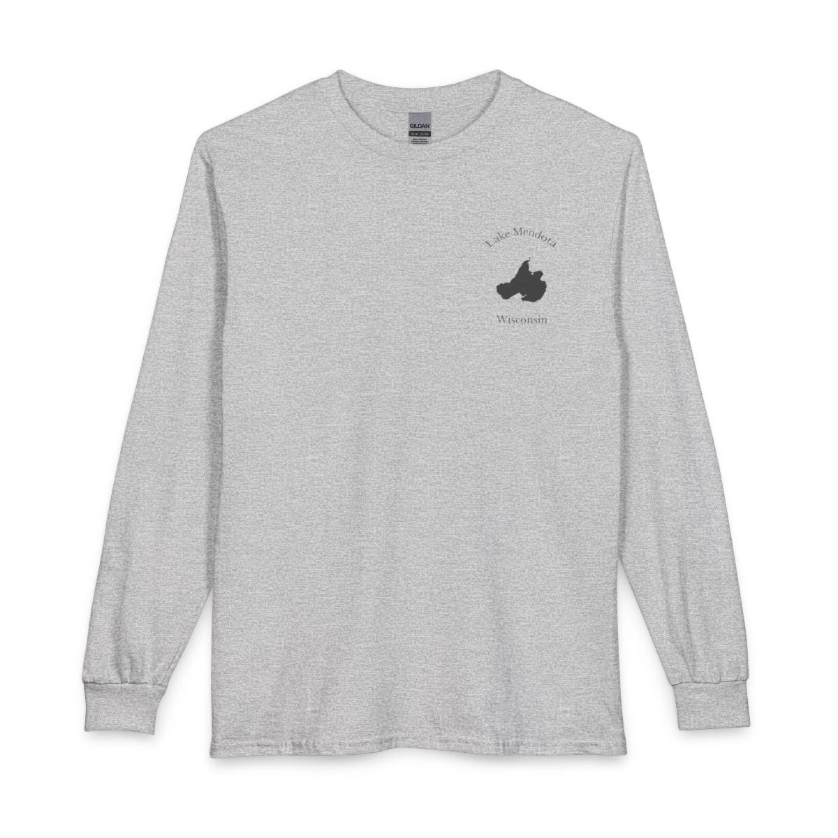 Wisconsin  Lake  Mendota  Long  Sleeve  Fishing  T-shirt  front  position  view  from  front  sport  grey.webp