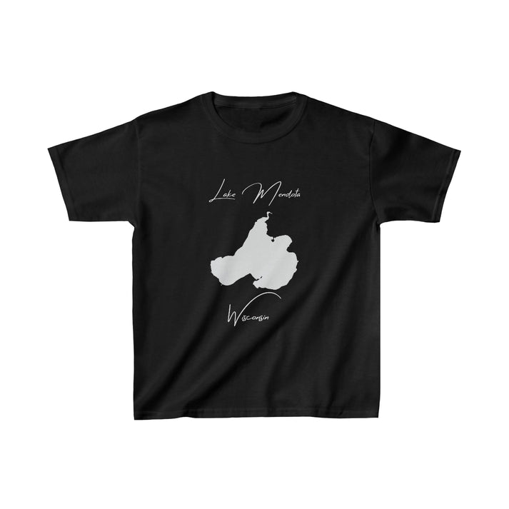 Wisconsin  Lake  Mendota  Youth  T-shirt  front  position  view  from  front  black.webp