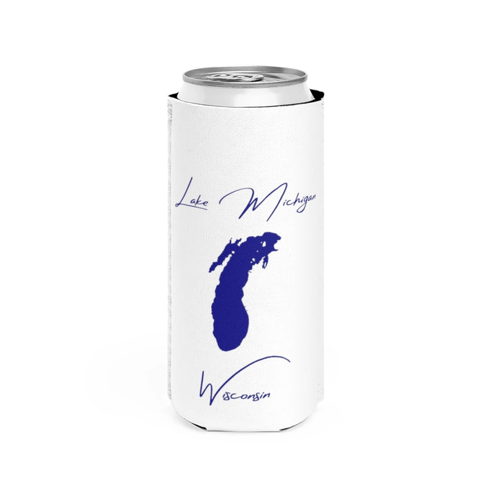 Wisconsin  Lake  Michigan  Slim  Can  Koozie  front  position  view  from  front  white.webp