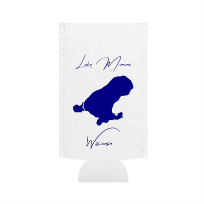 Wisconsin  Lake  Monona  Slim  Can  Koozie  front  position  view  from  flat-front  white.webp