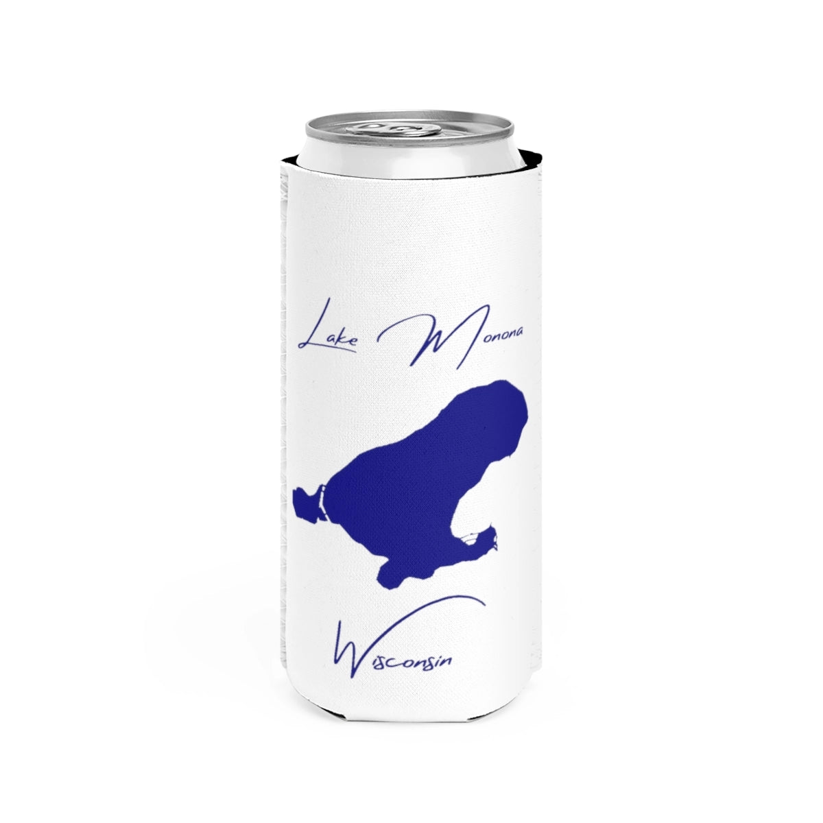 Wisconsin  Lake  Monona  Slim  Can  Koozie  front  position  view  from  front  white.webp