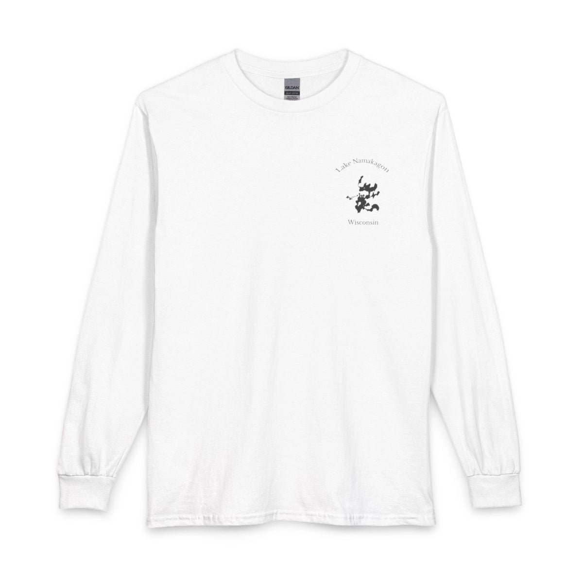 Wisconsin  Lake  Namakagon  Long  Sleeve  Fishing  T-shirt  front  position  view  from  front  white.webp
