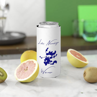 Wisconsin  Lake  Namakagon  Slim  Can  Koozie  front  position  view  from  context-2  white.webp