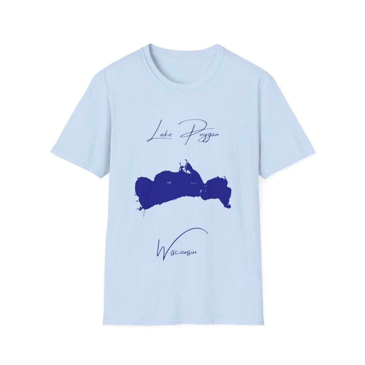 Wisconsin  Lake  Poygan  T-shirt  front  position  view  from  front  light  blue.webp
