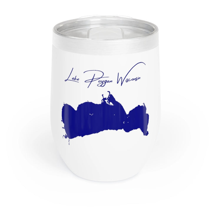 Wisconsin  Lake  Poygan  Wine  Tumbler  front  position  view  from  front  white.webp