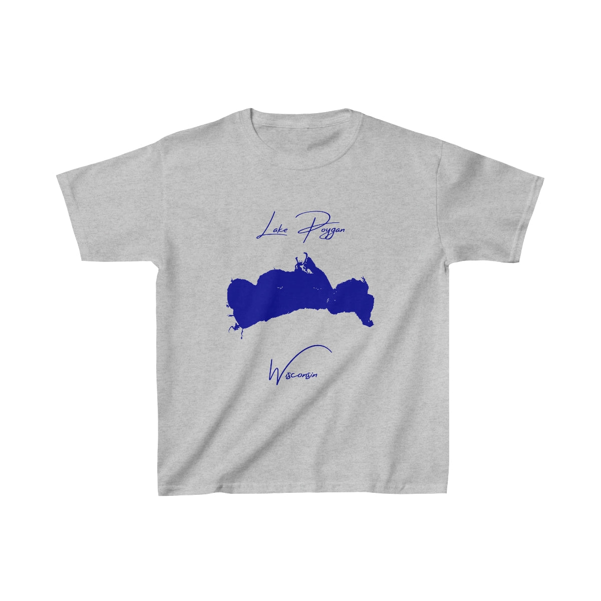 Wisconsin  Lake  Poygan  Youth  T-shirt  front  position  view  from  front  sport  grey.webp