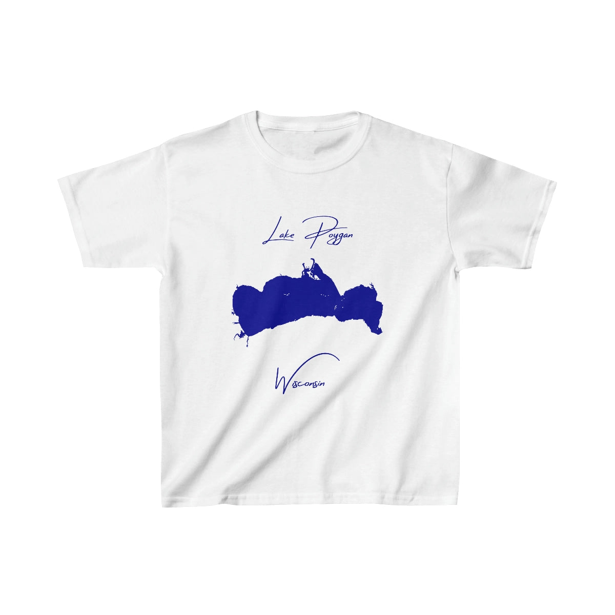 Wisconsin  Lake  Poygan  Youth  T-shirt  front  position  view  from  front  white.webp