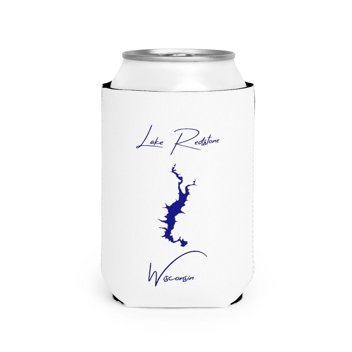 Wisconsin  Lake  Redstone  Can  Koozie  front  position  view  from  front-2  white.webp