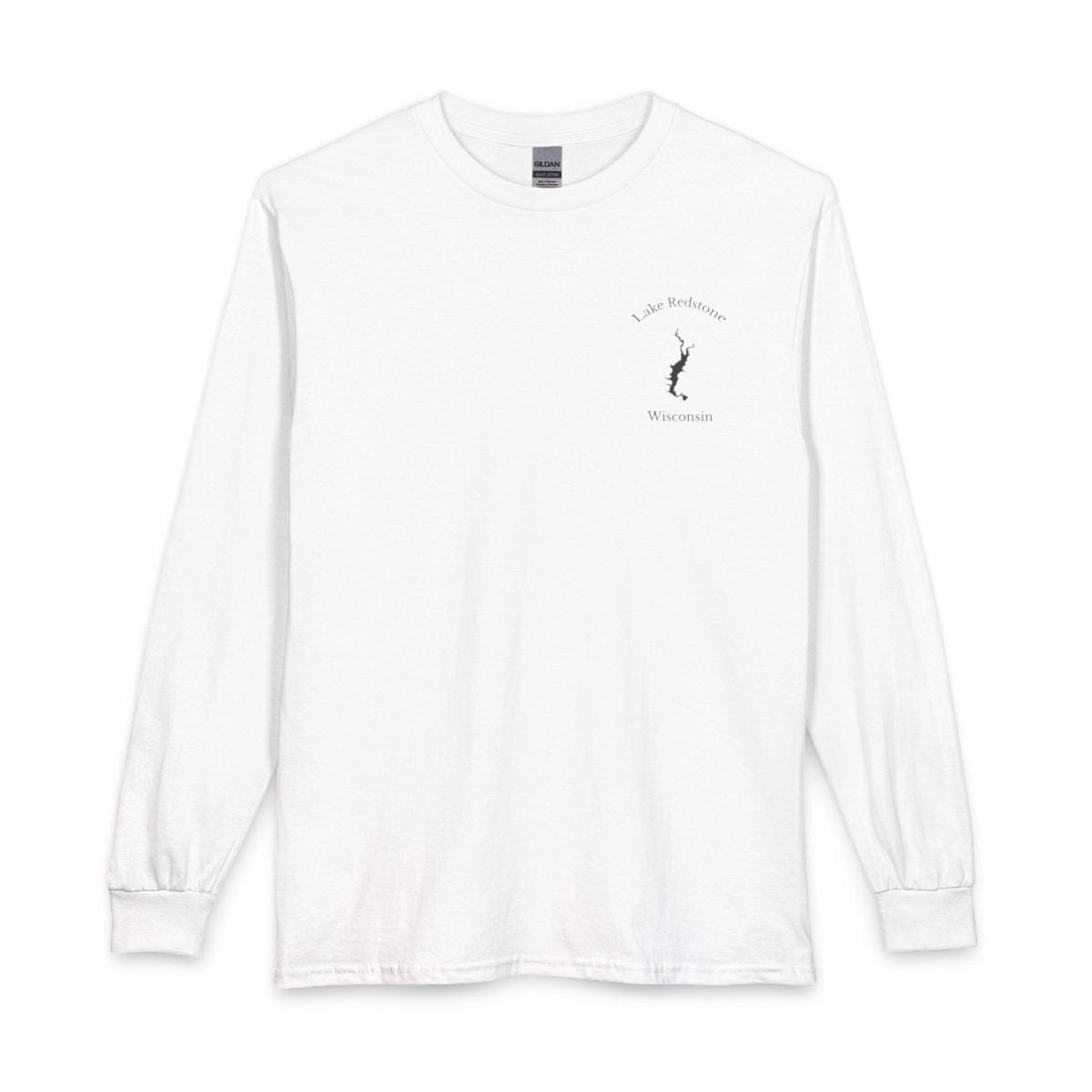 Wisconsin  Lake  Redstone  Long  Sleeve  Fishing  T-shirt  front  position  view  from  front  white.webp
