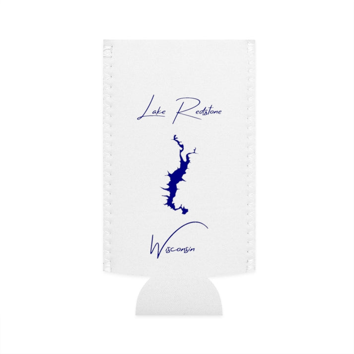 Wisconsin  Lake  Redstone  Slim  Can  Koozie  front  position  view  from  flat-front  white.webp