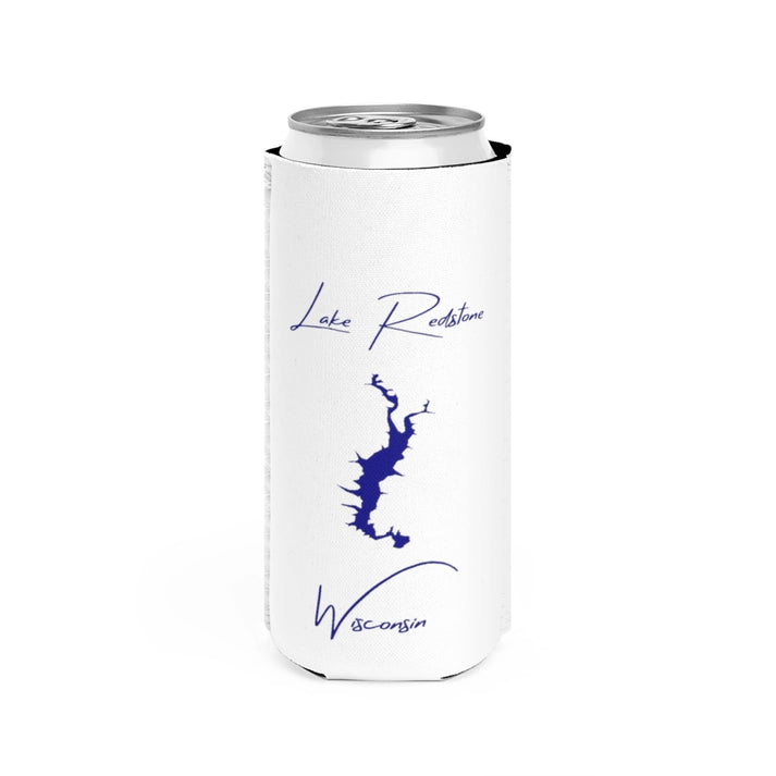 Wisconsin  Lake  Redstone  Slim  Can  Koozie  front  position  view  from  front  white.webp