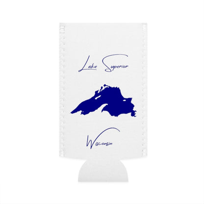 Wisconsin  Lake  Superior  Slim  Can  Koozie  front  position  view  from  flat-front  white.webp