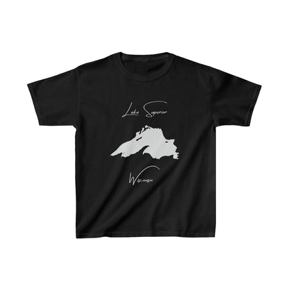 Wisconsin  Lake  Superior  Youth  T-shirt  front  position  view  from  front  black.webp