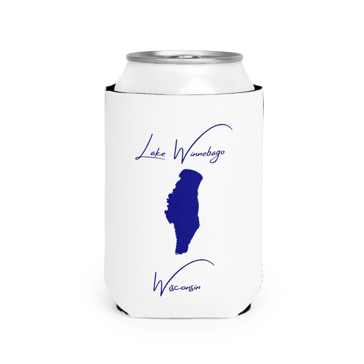 Wisconsin  Lake  Winnebago  Can  Koozie  front  position  view  from  front-2  white.webp