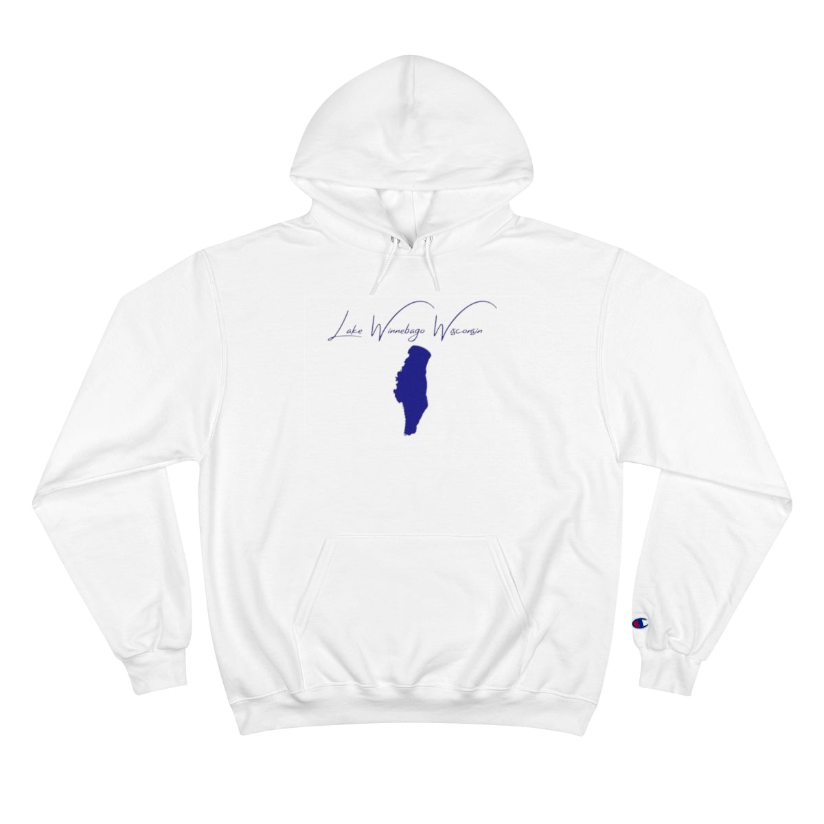 Wisconsin  Lake  Winnebago  Hoodie  front  position  view  from  front  white.webp