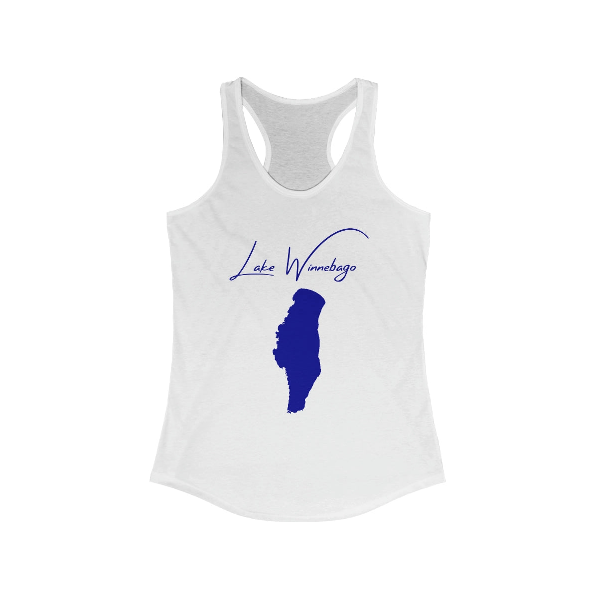 Wisconsin  Lake  Winnebago  Racerback-Tank  front  position  view  from  front  solid  white.webp