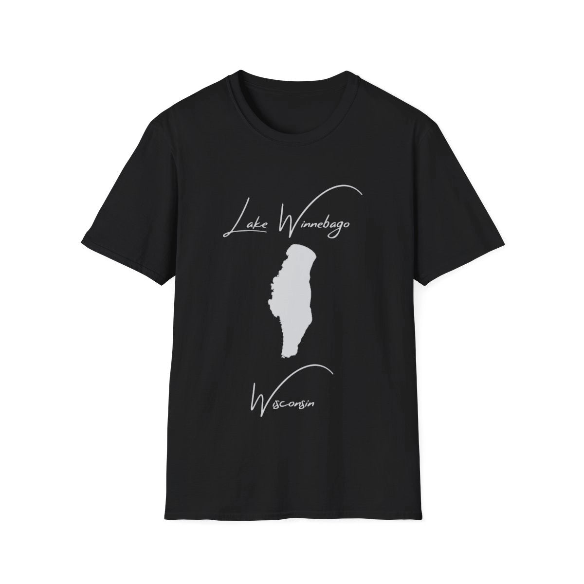 Wisconsin  Lake  Winnebago  T-shirt  front  position  view  from  front  black.webp