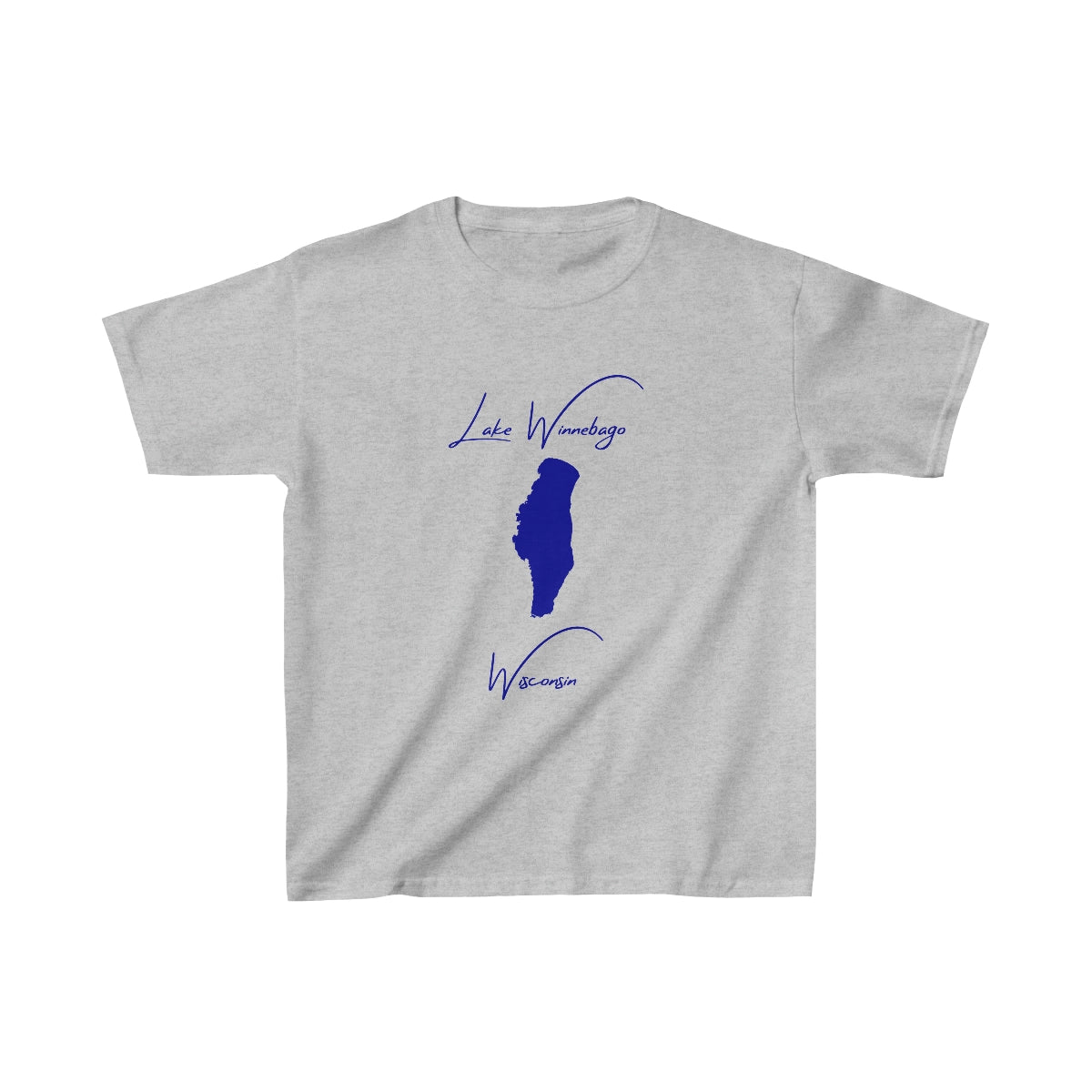 Wisconsin  Lake  Winnebago  Youth  T-shirt  front  position  view  from  front  sport  grey.webp