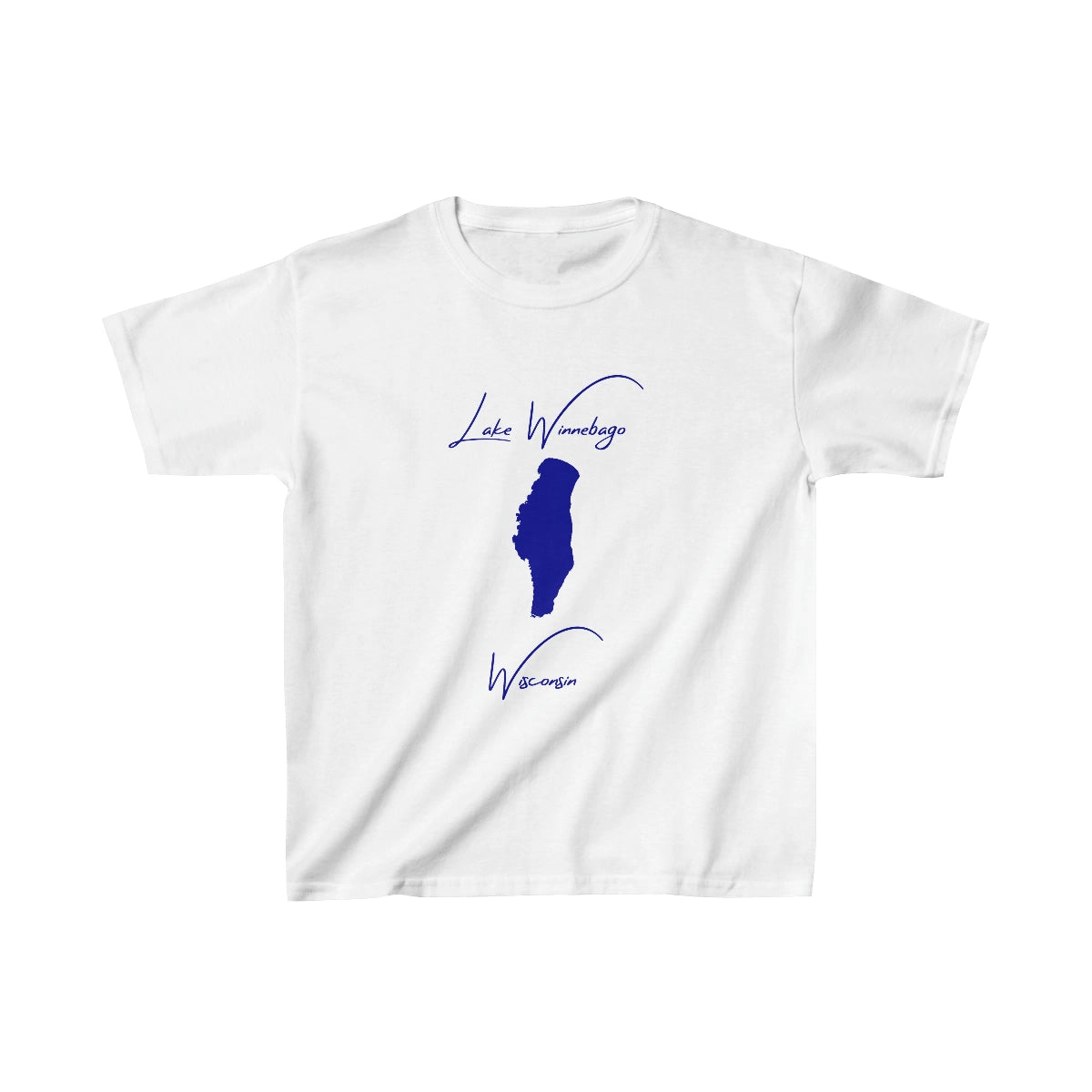 Wisconsin  Lake  Winnebago  Youth  T-shirt  front  position  view  from  front  white.webp