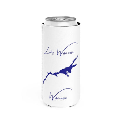 Wisconsin  Lake  Wisconsin  Slim  Can  Koozie  front  position  view  from  front  white.webp