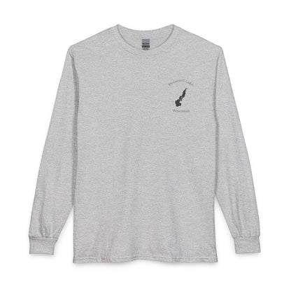 Wisconsin  Petenwell  Lake  Long  Sleeve  Fishing  T-shirt  front  position  view  from  front  sport  grey.webp