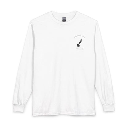 Wisconsin  Petenwell  Lake  Long  Sleeve  Fishing  T-shirt  front  position  view  from  front  white.webp