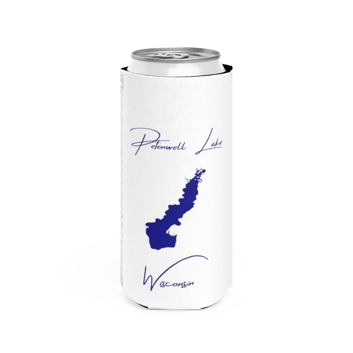 Wisconsin  Petenwell  Lake  Slim  Can  Koozie  front  position  view  from  front  white.webp