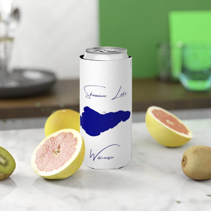 Wisconsin  Shawano  Lake  Slim  Can  Koozie  front  position  view  from  context-2  white.webp