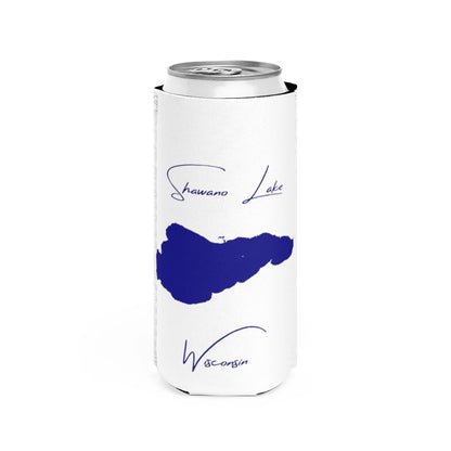 Wisconsin  Shawano  Lake  Slim  Can  Koozie  front  position  view  from  front  white.webp