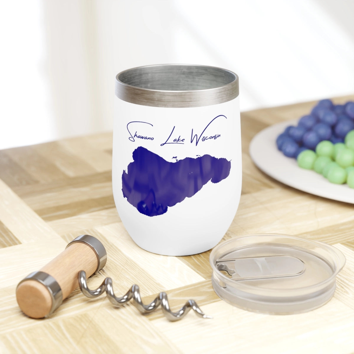 Wisconsin  Shawano  Lake  Wine  Tumbler  other  position  view  from  context  white.webp