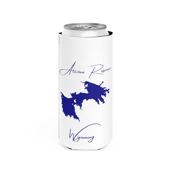 Wyoming  Alcova  Reservoir  Slim  Can  Koozie  front  position  view  from  front  white.webp
