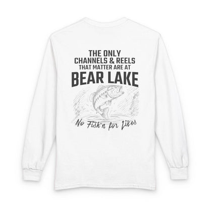 Wyoming  Bear  Lake  Long  Sleeve  Fishing  T-shirt  back  position  view  from  back  white.webp
