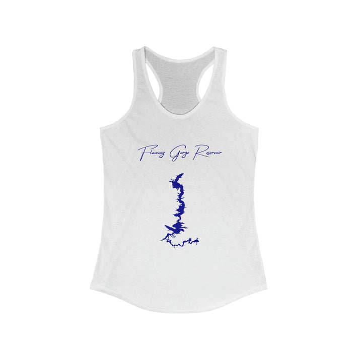 Wyoming  Flaming  Gorge  Reservoir  Racerback-Tank  front  position  view  from  front  solid  white.webp