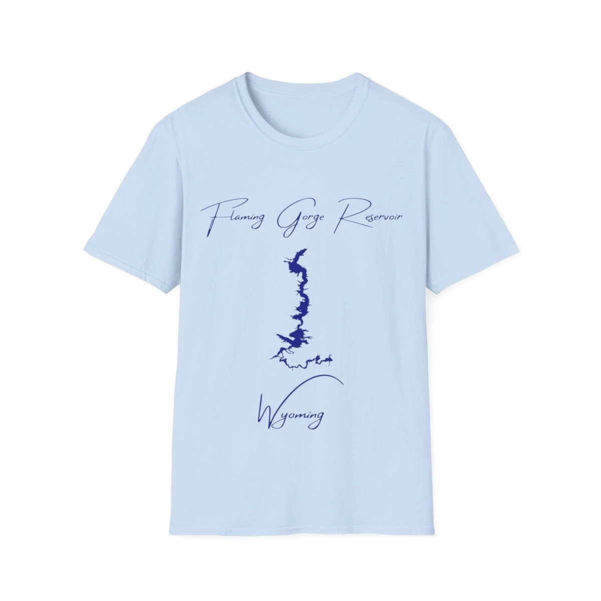 Wyoming  Flaming  Gorge  Reservoir  T-shirt  front  position  view  from  front  light  blue.webp
