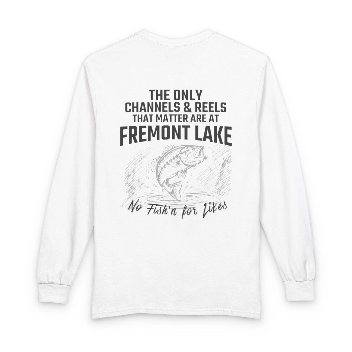 Wyoming  Fremont  Lake  Long  Sleeve  Fishing  T-shirt  back  position  view  from  back  white.webp