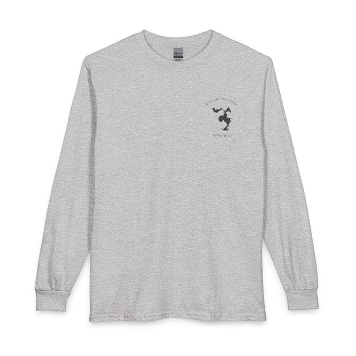 Wyoming  Glendo  Reservoir  Long  Sleeve  Fishing  T-shirt  front  position  view  from  front  sport  grey.webp