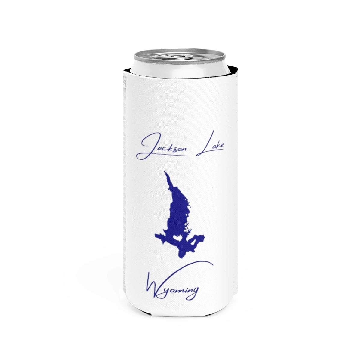 Wyoming  Jackson  Lake  Slim  Can  Koozie  front  position  view  from  front  white.webp