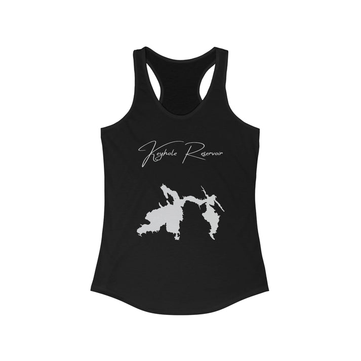 Wyoming  Keyhole  Reservoir  Racerback-Tank  front  position  view  from  front  solid  black.webp