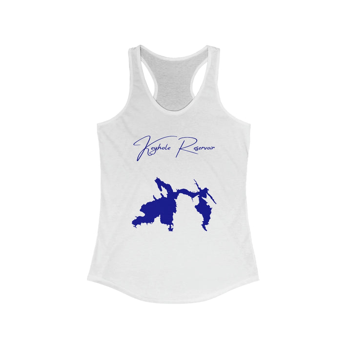 Wyoming  Keyhole  Reservoir  Racerback-Tank  front  position  view  from  front  solid  white.webp